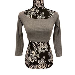 Shein Ribbed Long Sleeve Crop Top Summer Sexy Casual Lounge Comfort Petite